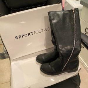Report Footwear Women's Black Leather Boots - Size 9